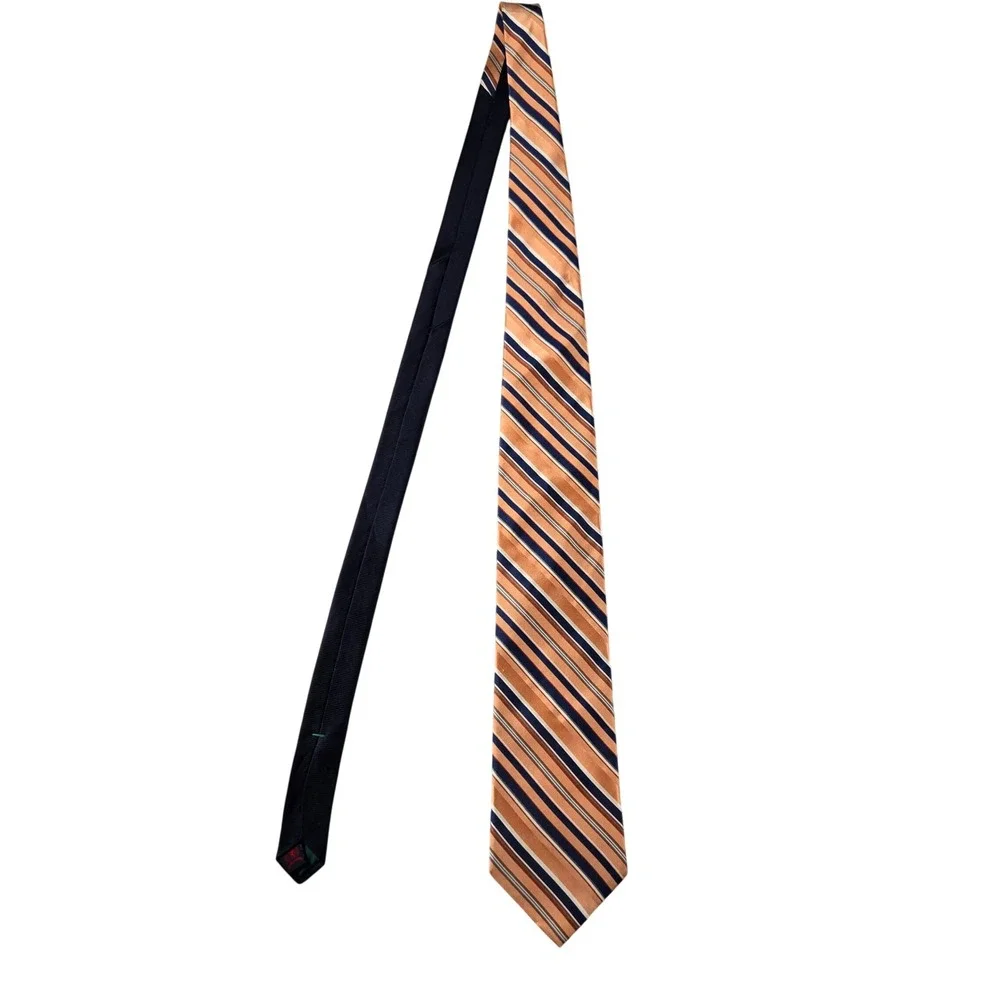 Tommy Hilfiger‎ Silk Tie Orange Blue Striped Classic Men's Office Wear Formal